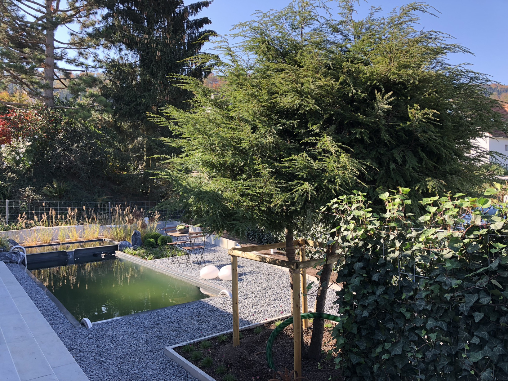 Naturpool mit Gartenanlage in Hanglage